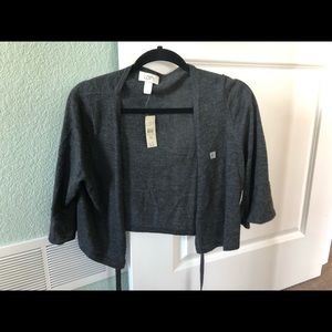 Womans cropped grey cardigan with tie